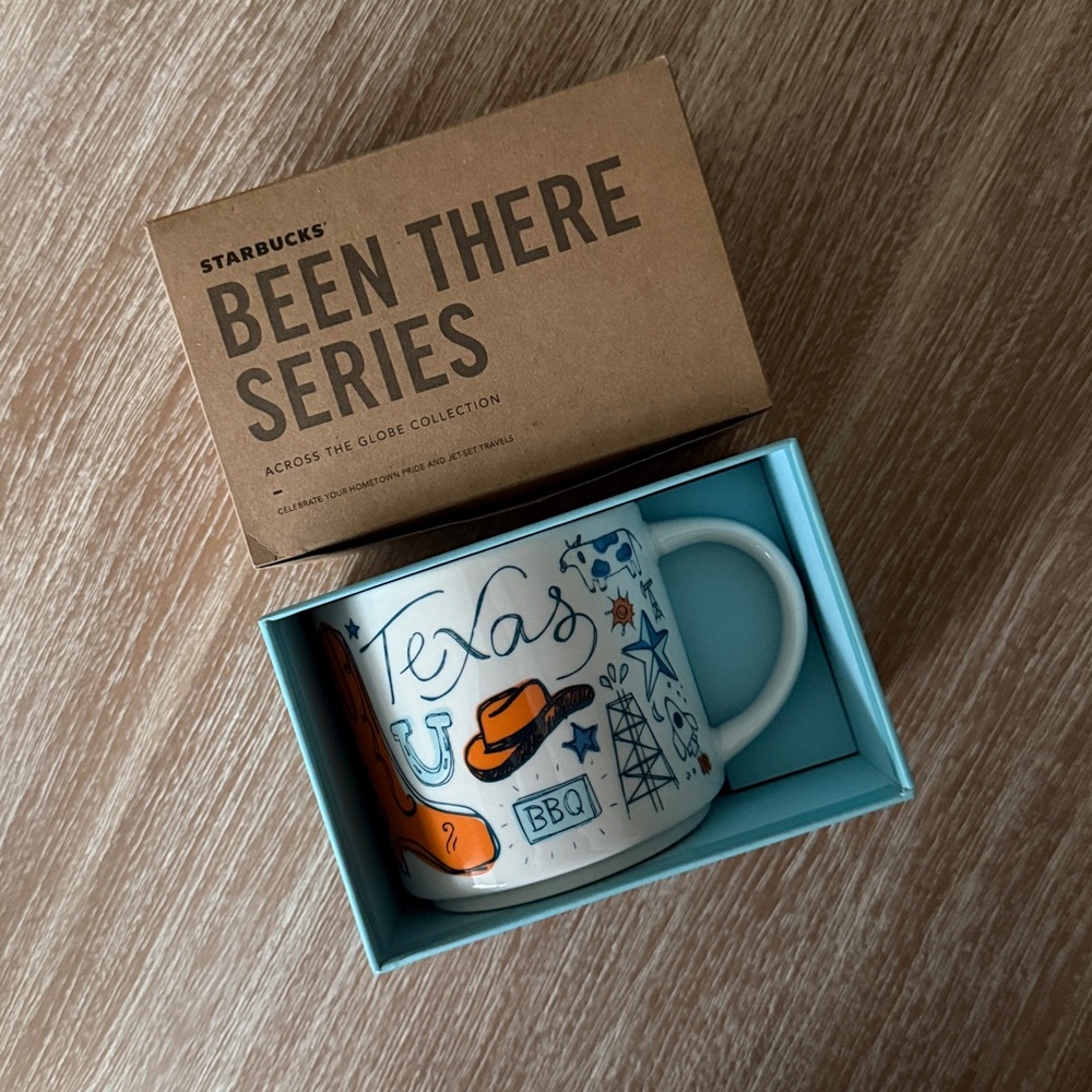 Starbucks Texas Mug - White and Blue with Orange Accents